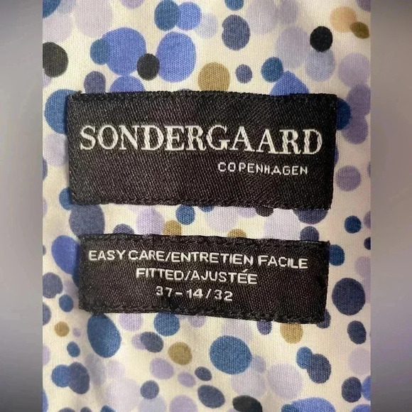 Sondergaard abstract dot  patterned button down long sleeve dress shirt 14.5 - Picture 4 of 5